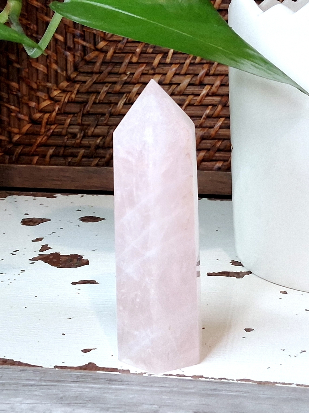 Rose Quartz Crystal Point Tower - Pink Home Accent